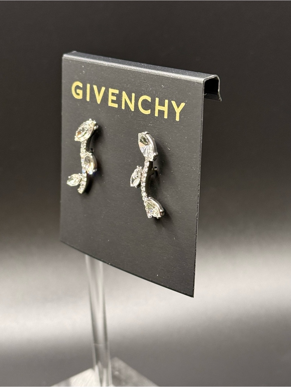 Givenchy Silver Tone Crystal Viney Crawler Earrings - Picture 4 of 6